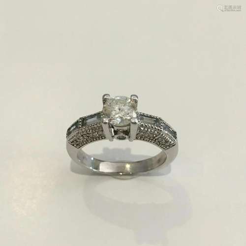 Ladies 14k White Gold Diamond Ring Round Brilliant .82 TDW -...