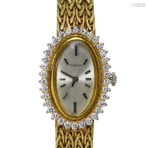 18K Yellow Gold Vintage Tissot Diamond Watch 1.00tdw 33.3g