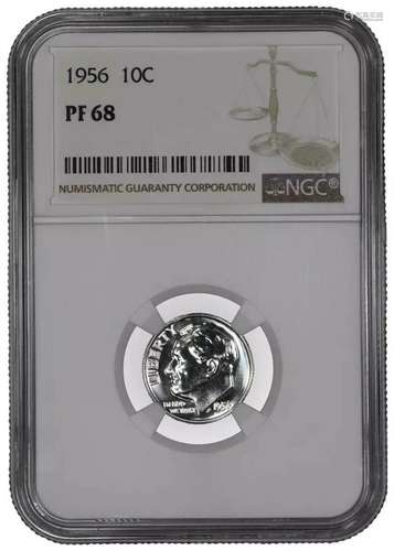 1956 PROOF ROOSEVELT DIME 10C NGC CERTIFIED PF 68 - SPOT HAZ...