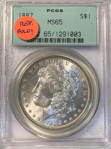 1887 P Morgan Dollar PCGS MS-65 Cool Original fold Toning