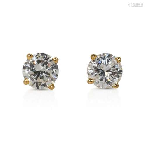 14K Yellow Gold Diamond Stud Earrings .82tdw