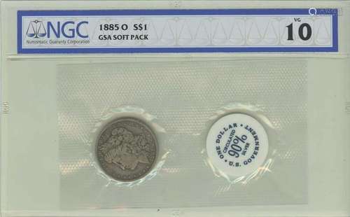 1885-O Morgan Dollar GSA SOFT PACK S$1 NGC VG10