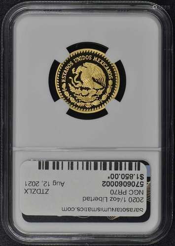 2020 Mo Mexico 1/4 Onza Libertad Gold NGC PF70UC Mintage 250