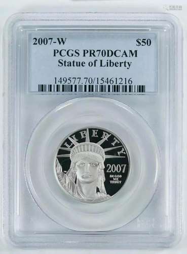 2007 W AMERICAN PLATINUM EAGLE $50 STATUE OF LIBERTY PCGS PR...