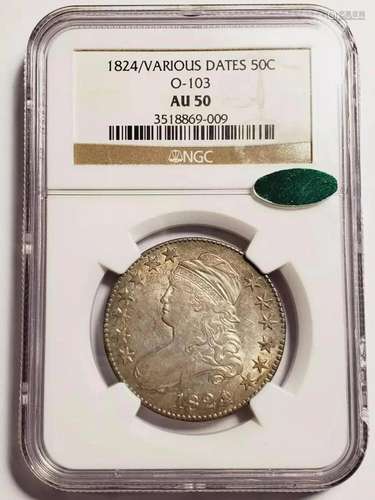 1824/VARIOUS DATES Half Dollar Bust NGC AU-50 /VARIOUS CAC O...