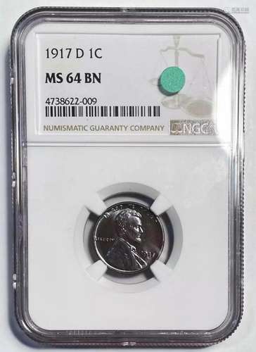 1917 D Lincoln Cent NGC MS-64 BN