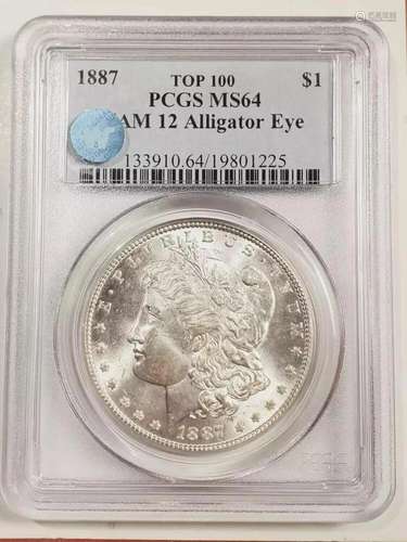 1887 P Morgan Dollar PCGS MS-64 VAM 12 Alligator Eye - Top 1...