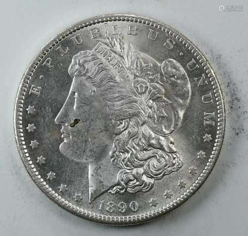 1890 S MORGAN SILVER DOLLAR $1 SLIDER CHOICE AU+++ ABOUT UNC...