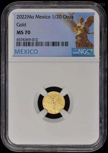 2022 Mo Mexico 1/20 Onza Gold Libertad NGC MS70