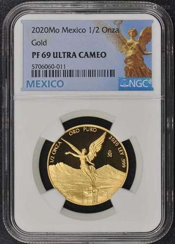 2020 Mo Mexico 1/2 Onza Libertad Gold NGC PF69 UC Mintage 25...