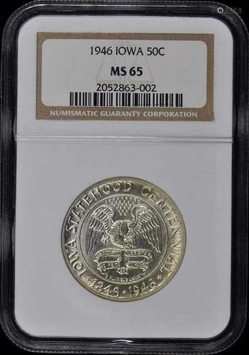 IOWA 1946 Silver Commemorative 50C NGC MS65