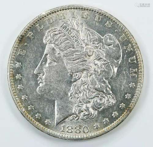 1880 O MORGAN SILVER DOLLAR $1 SLIDER CHOICE AU+++ ABOUT UNC...