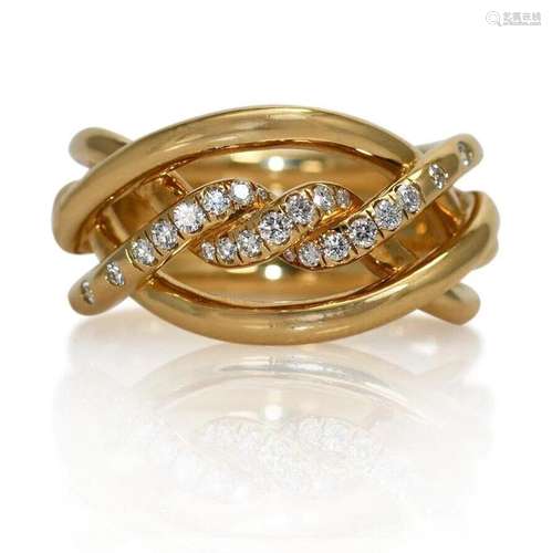 18K Yellow Gold David Yurman Continuance Diamond Ring 11g .2...