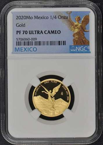 2020 Mo Mexico 1/4 Onza Libertad Gold NGC PF70UC Mintage 250