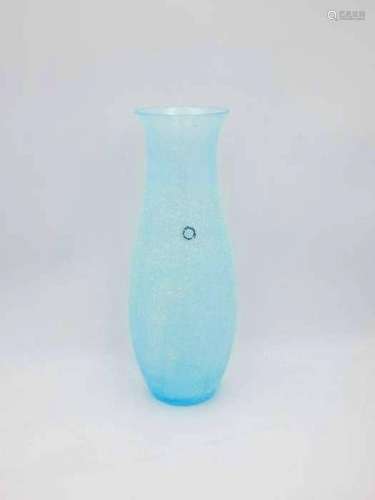Blue excavated glass vase - 36 cm - Glass