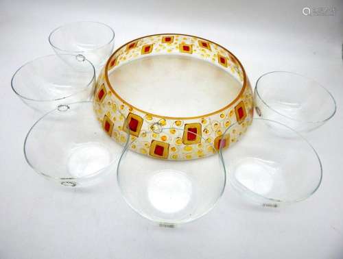 Dinner service, Klimt table center + cups (7) - Glass