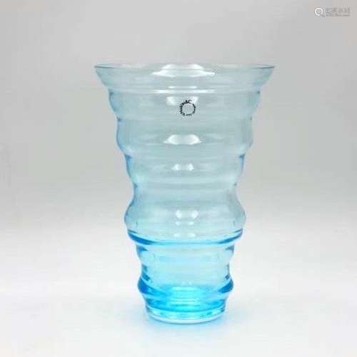 Blue blown crystal glass vase (24 cm) - Glass