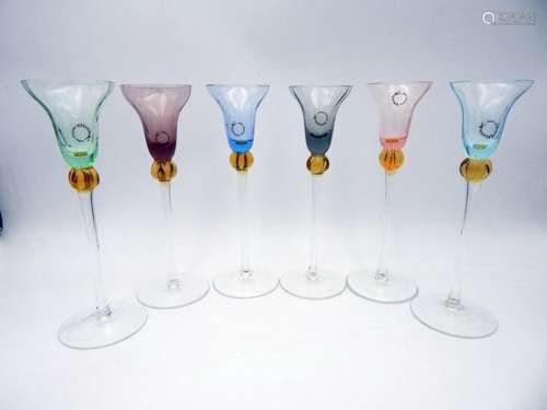 Set of Venetian glasses "Arlecchino" (6) - Glass