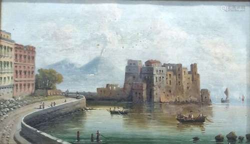 Scuola Napoletana, XIX - Marina di Napoli con Castel dell...