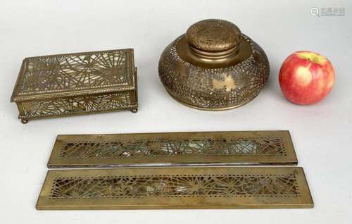 Three Tiffany Studios Gilt Bronze Desk Items