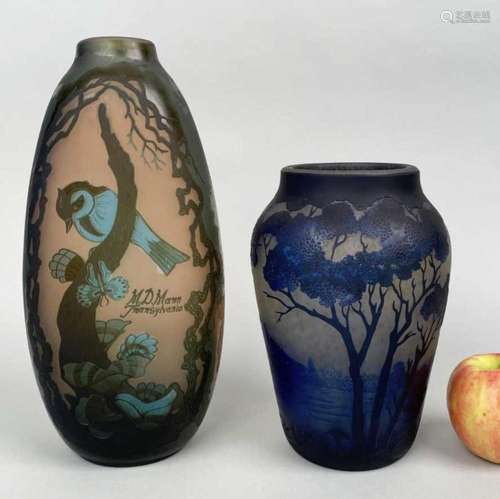 Daum Style & MD Mann Cameo Glass Vases