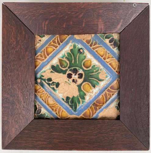 Framed Early Polychrome Terracotta Tile