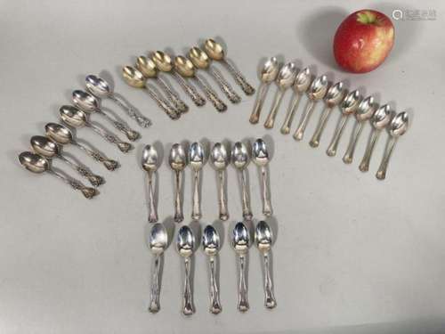 Large Group Sterling/800 Silver Demitasse Spoons