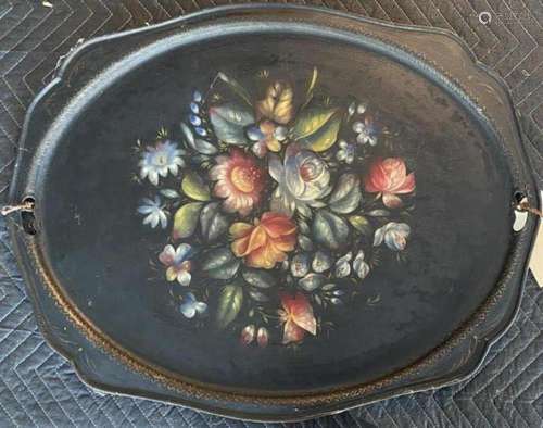 Russian Tole Floral Painted Tray