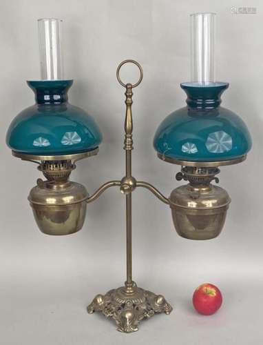 Victorian Brass Two Arm Student Lamp