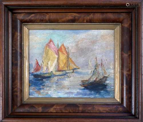 Impressionist Seascape, Sailboats O/M