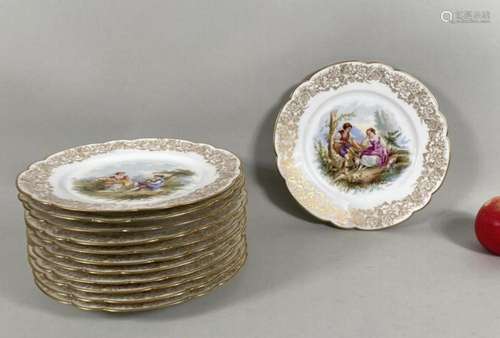 Set Twelve Limoges 1846 Porcelain Cabinet Plates