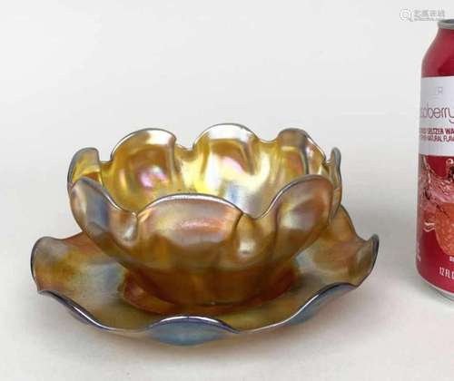 Tiffany Favrile Glass Bowl & Underplate