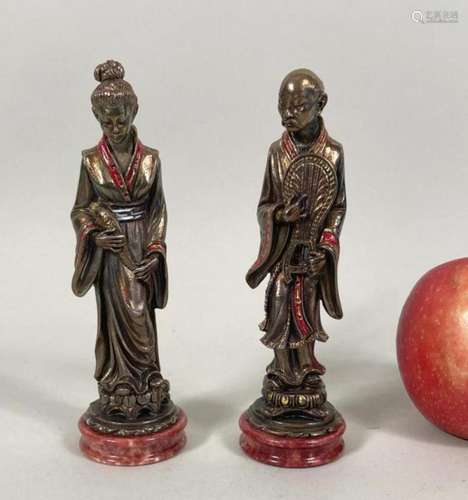 Pair A. Giannelli Sterling Clad Asian Figures