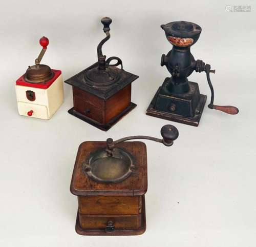 Four Antique Coffee Grinders