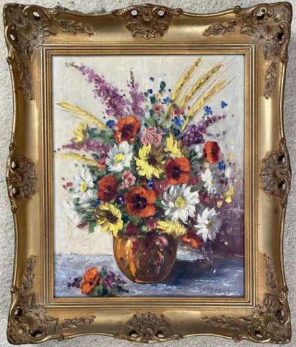 Floral Still Life, Signed Stevens O/C