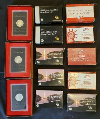 AMERICAN COMMEMORATIVE COIN BOXED SETS, LOT (13)