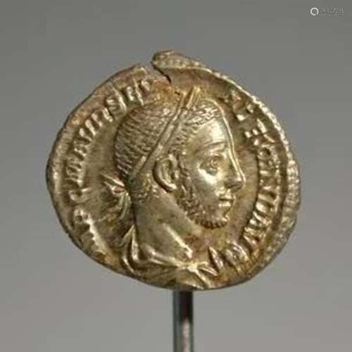 Ancient Roman Silver Denar IMP C M AVR SEV ALEXAND AVG