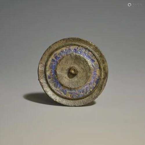 Ancient Roman Bronze Ultramarine Enamel Fibula