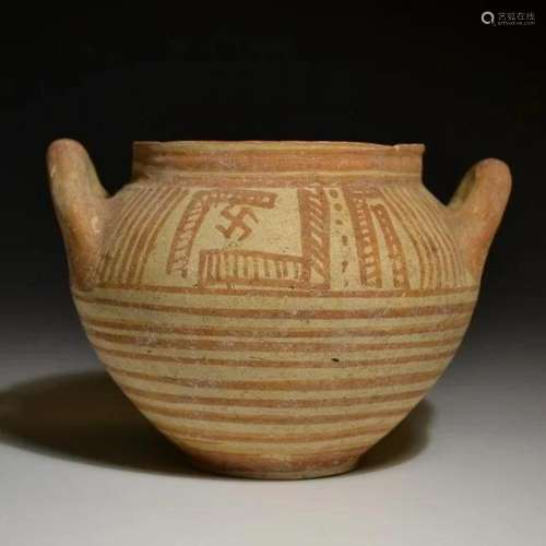 Ancient Italo-Geometric Ceramic Olla With Rare Scratch Drawi...