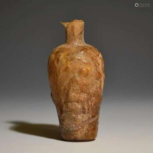 Ancient Roman Mold-Blown Glass With Reliev Depicting AJAX