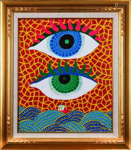 Yayoi Kusama (B.1929), Eyes, Acrylic Painting, In The Style ...