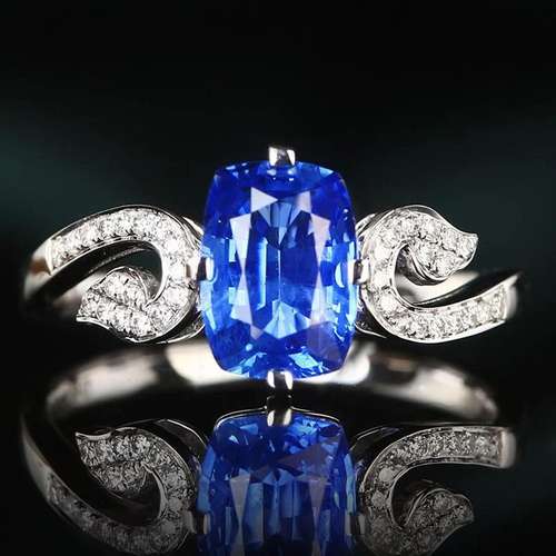 14K WHITE GOLD 1.65 CTW NATURAL SAPPHIRE & DIAMOND RING