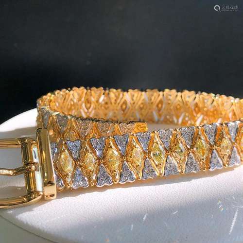 14K ROSE GOLD 5.20 CTW YELLOW DIAMOND & DIAMOND BRACELET