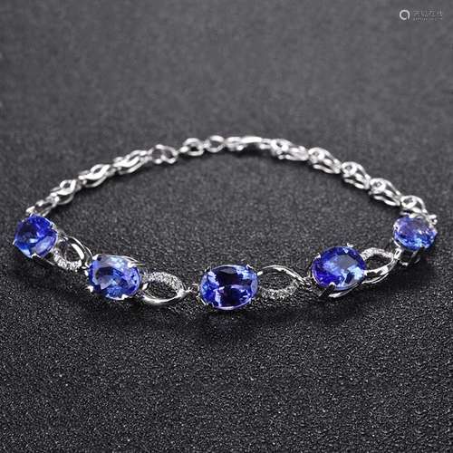 14K WHITE GOLD 5.05 CTW VIVID BLUE NATURAL TANZANITE & D...