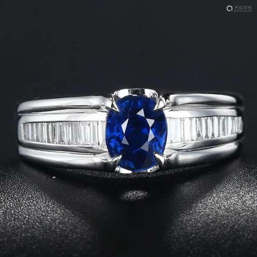 14K WHITE GOLD 1.75 CTW NATURAL SAPPHIRE & DIAMOND RING