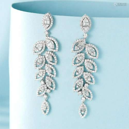 14K WHITE GOLD 4.56 CTW H DIAMOND EARRINGS