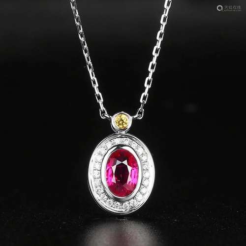 14K WHITE GOLD 0.64 CTW VIVID RED NATURAL RUBY & DIAMOND...