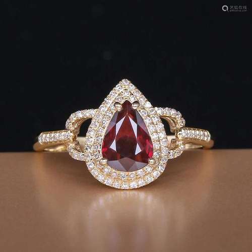 14K ROSE GOLD 0.81 CT VIVID RED NATURAL RUBY & DIAMOND R...