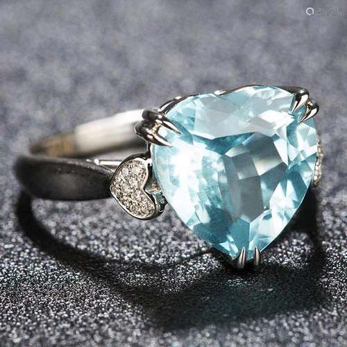 14K WHITE GOLD 4.05 CT VIVID BLUE DIAMOND RING