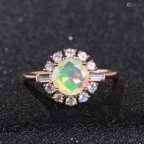 14K ROSE GOLD 0.8 CT NATURAL OPAL & NATURAL SAPPHIRE &am...